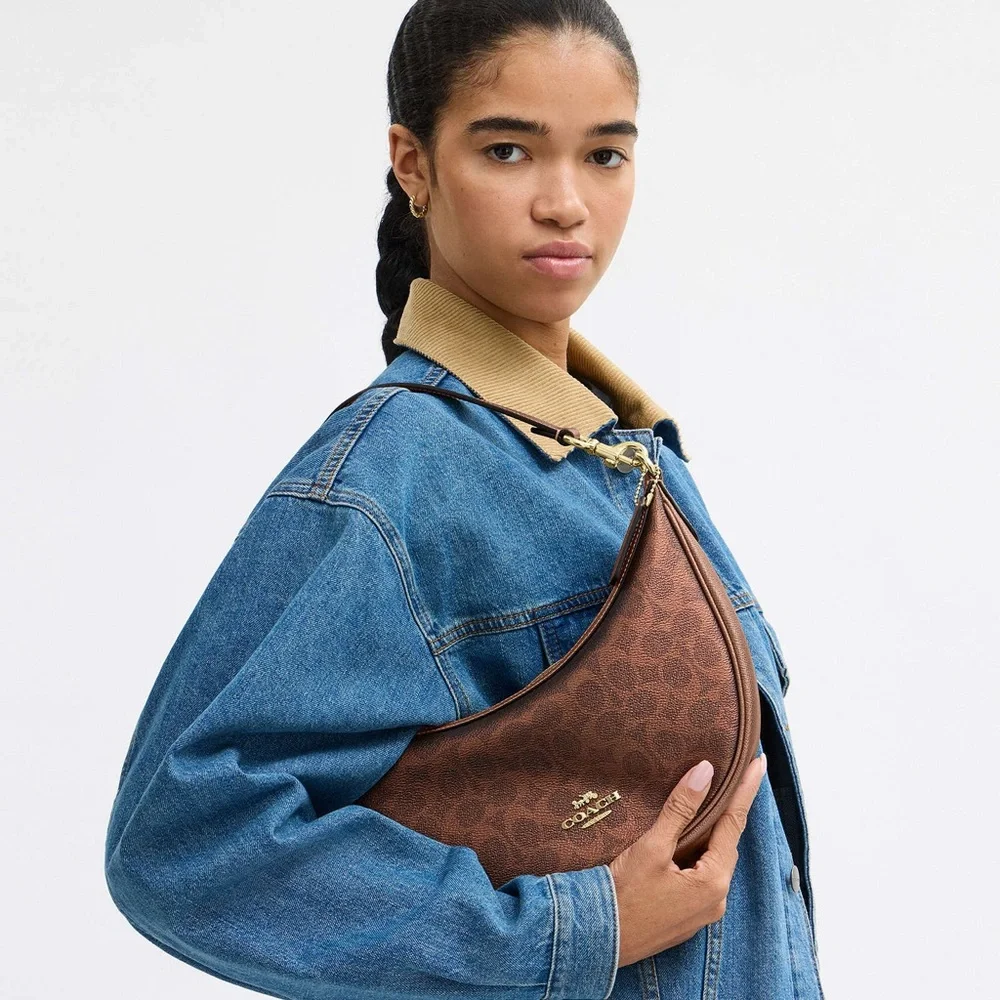 Coach Aria Shoulder Bag In Signature Canvas CCL27 Brown/Copper NWT